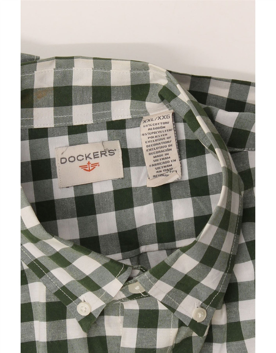 DOCKERS Mens Shirt 2XL Green Gingham Cotton Vintage Dockers and Second-Hand Dockers from Messina Hembry 