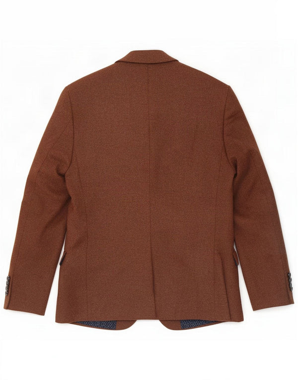 Giacca blazer corta da uomo a 2 bottoni Red Herring UK 40 grande poliestere marrone