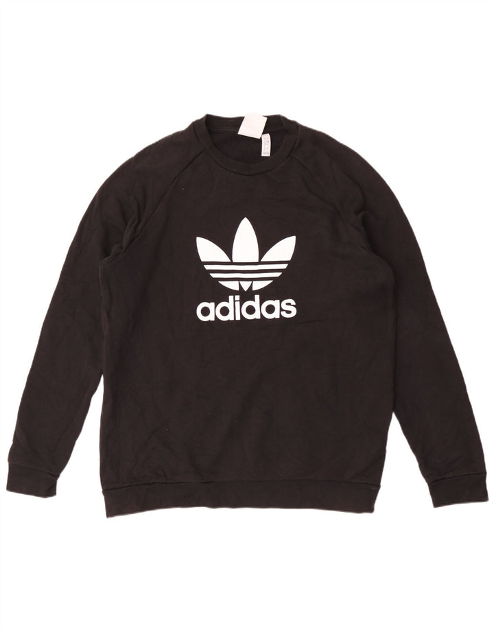Felpa grafica da uomo Adidas Maglione grande cotone nero