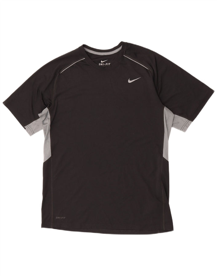 T-shirt Nike Dri Fit da uomo, grande, in poliestere color block nero