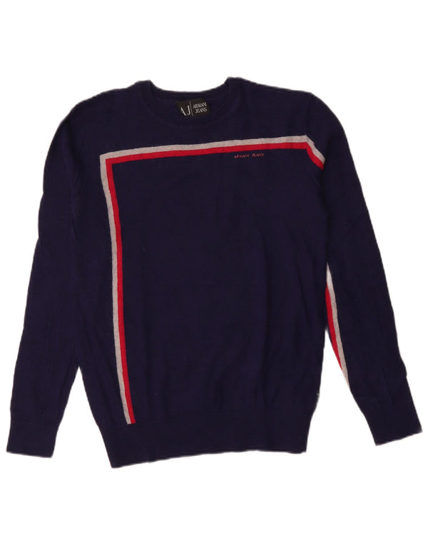 Maglione maglione girocollo da donna Armani Jeans UK 14 blu navy medio