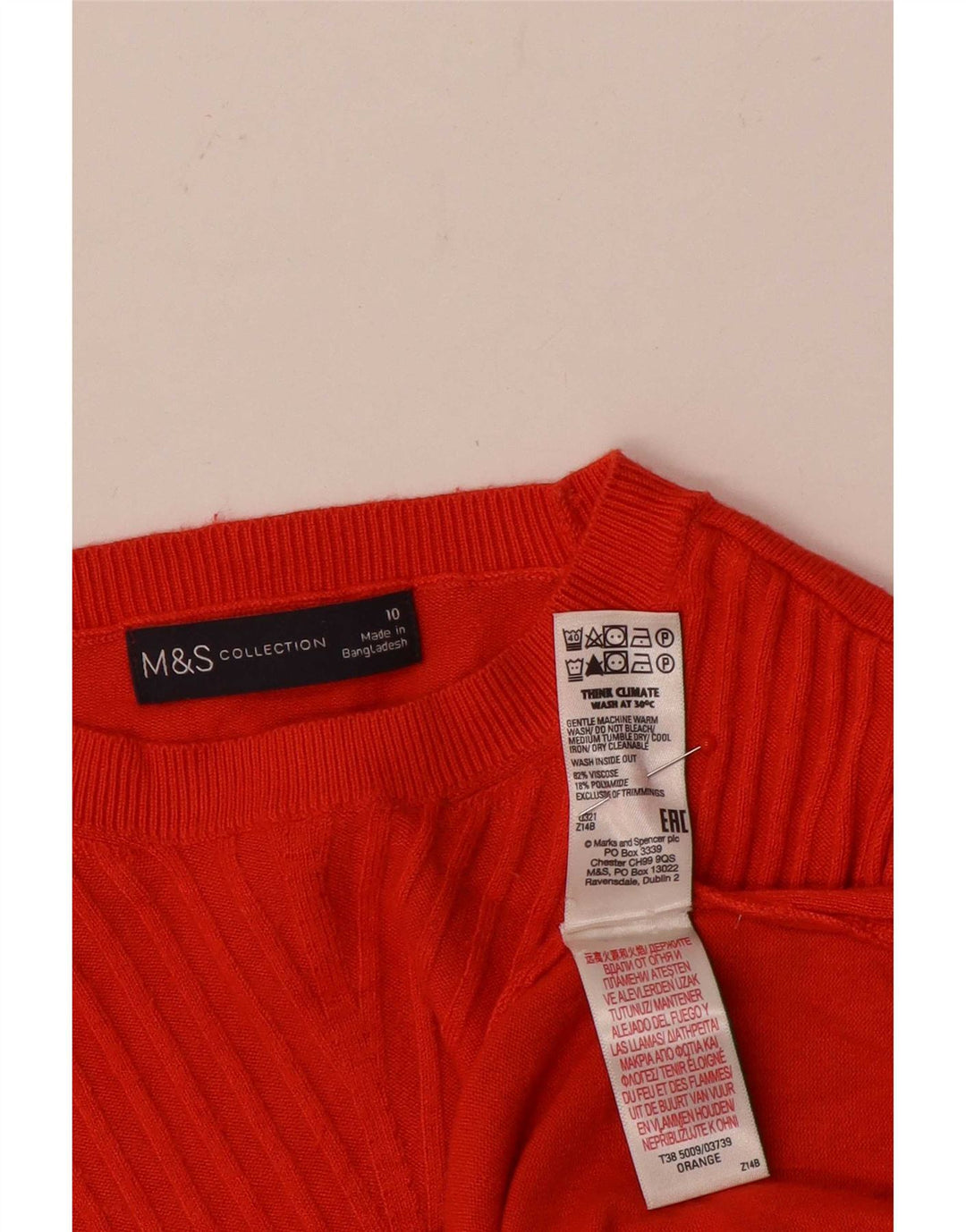 Maglione maglione con scollo a barca da donna Marks & Spencer UK 10 piccolo arancione