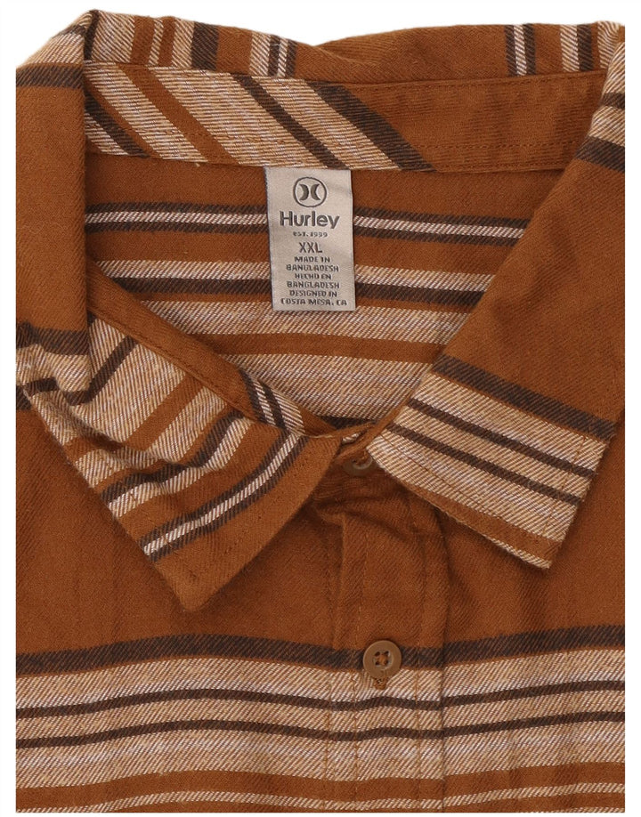 Camicia in flanella da uomo Hurley 2XL a righe marroni