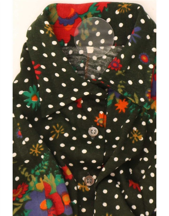 Camicia pullover vintage da donna IT 52 2XL Verde floreale
