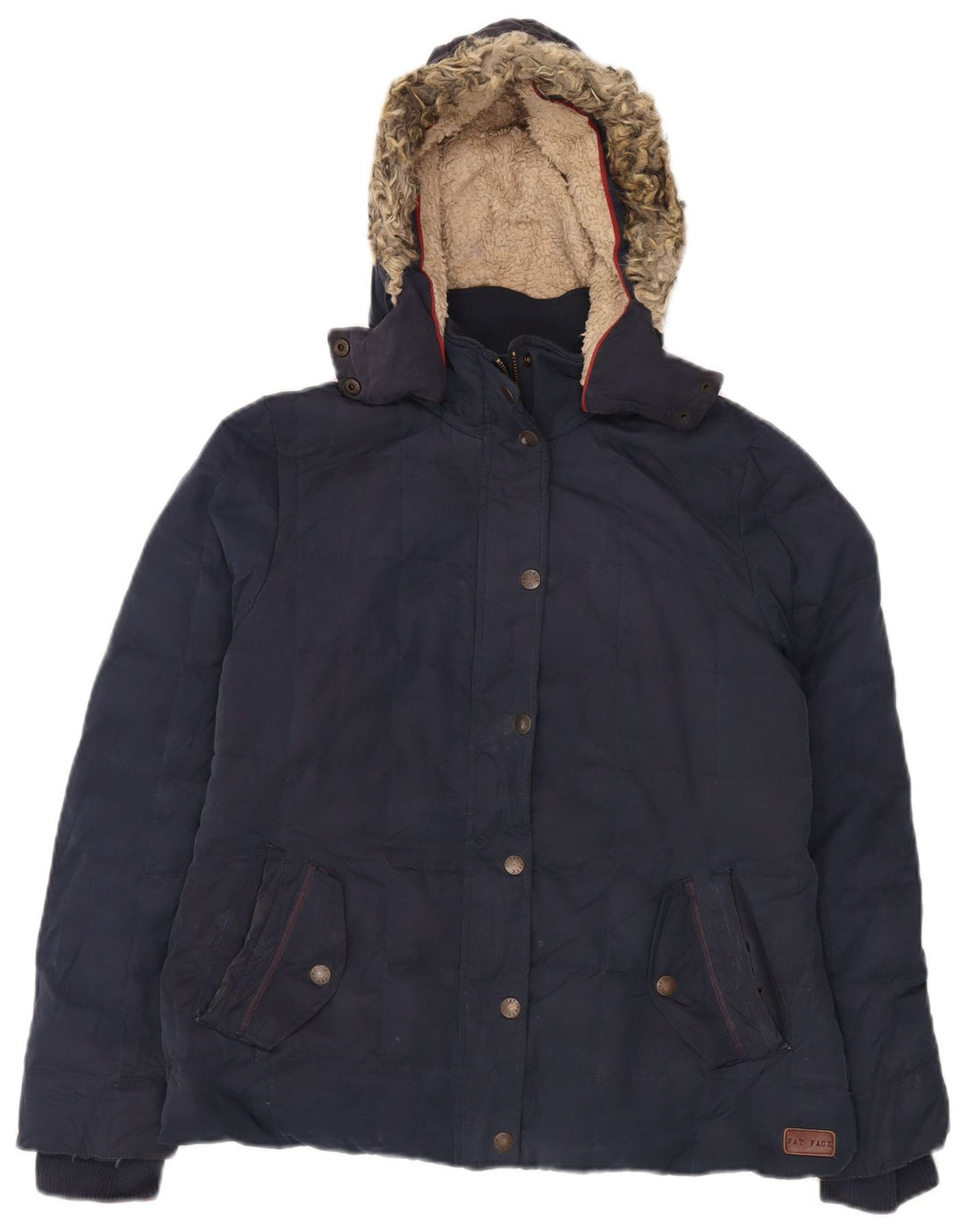 Giacca imbottita con cappuccio da donna FAT FACE UK 14 Large in poliestere blu navy