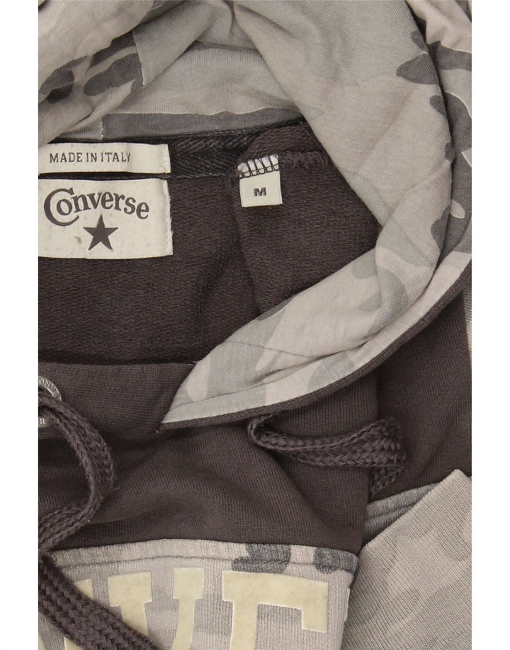 CONVERSE Mens Graphic Hoodie Jumper Medium Grey Camouflage Cotton Vintage Converse and Second-Hand Converse from Messina Hembry 