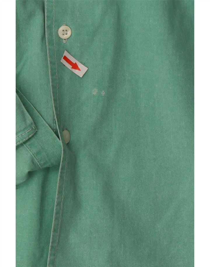 Camicia vintage da uomo a maniche corte grande in cotone verde