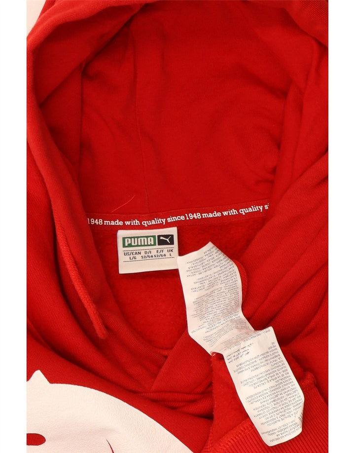 Felpa con cappuccio grafica PUMA da uomo grande in cotone rosso