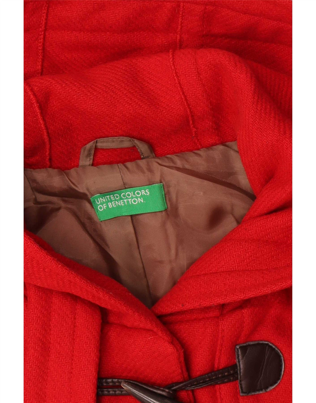 Montgomery con cappuccio da donna Benetton UK 12 rosso medio in lana