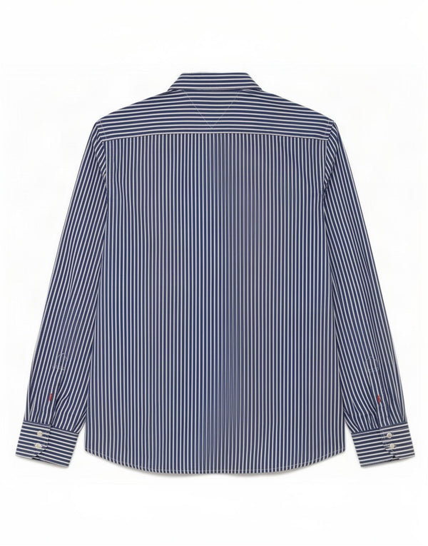 Camicia da uomo Tommy Hilfiger cotone gessato medio blu navy