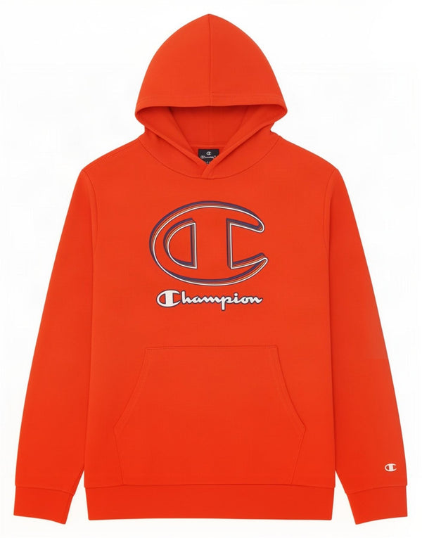 Felpa con cappuccio grafica Champion da ragazzo 13-14 anni XL in cotone arancione