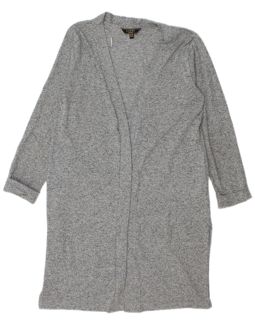 Maglione cardigan lungo da donna Lipsy UK 16 Grande poliestere screziato grigio