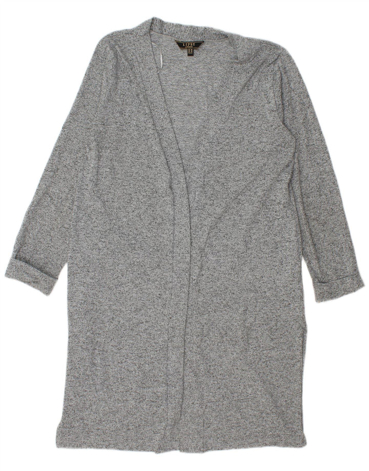 Maglione cardigan lungo da donna Lipsy UK 16 Grande poliestere screziato grigio
