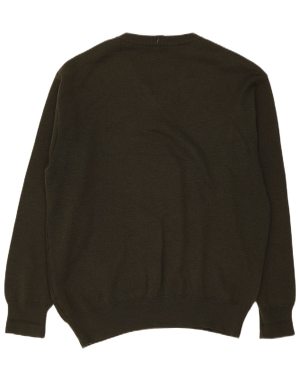 Maglione da uomo con scollo a V Gabicci, lana a righe grandi color kaki