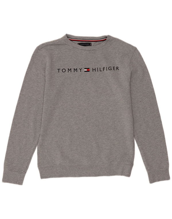 Tommy Hilfiger Felpa grafica da uomo Maglione piccolo cotone chiazzato grigio