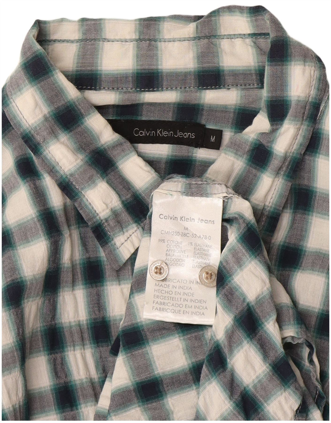 Camicia da uomo Calvin Klein in cotone a quadri verde medio