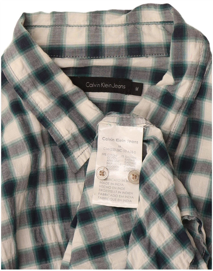 Camicia da uomo Calvin Klein in cotone a quadri verde medio