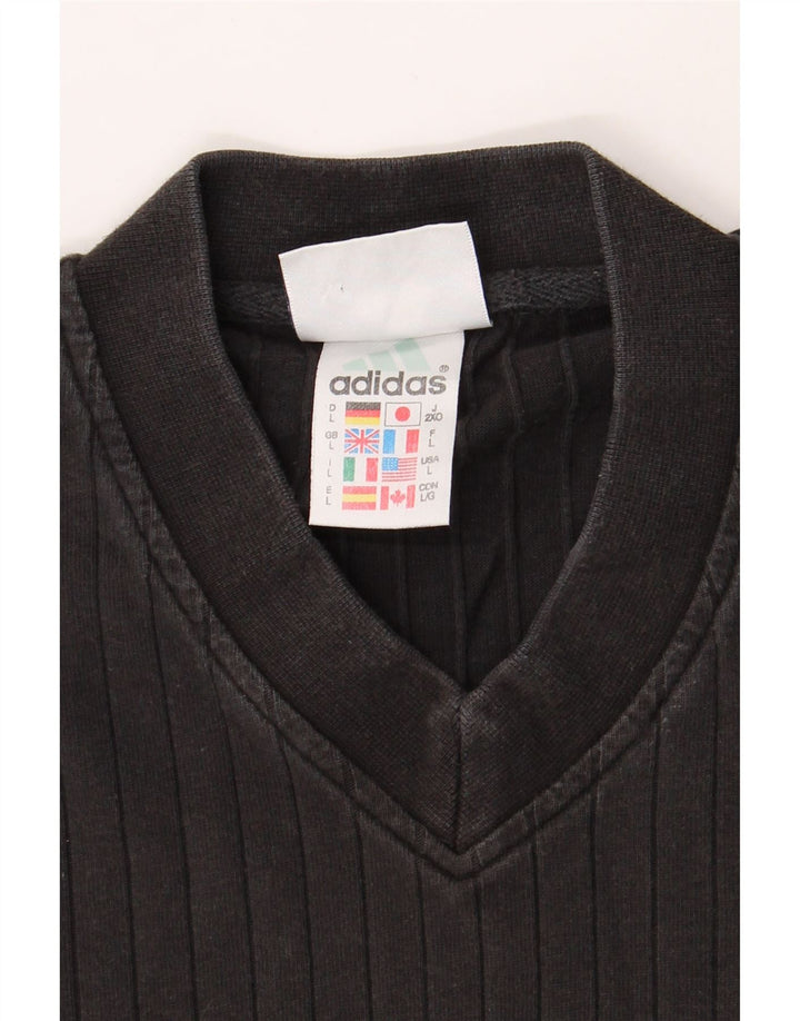 ADIDAS Mens Short Sleeve Sweatshirt Jumper Large Black Cotton Vintage Adidas and Second-Hand Adidas from Messina Hembry 