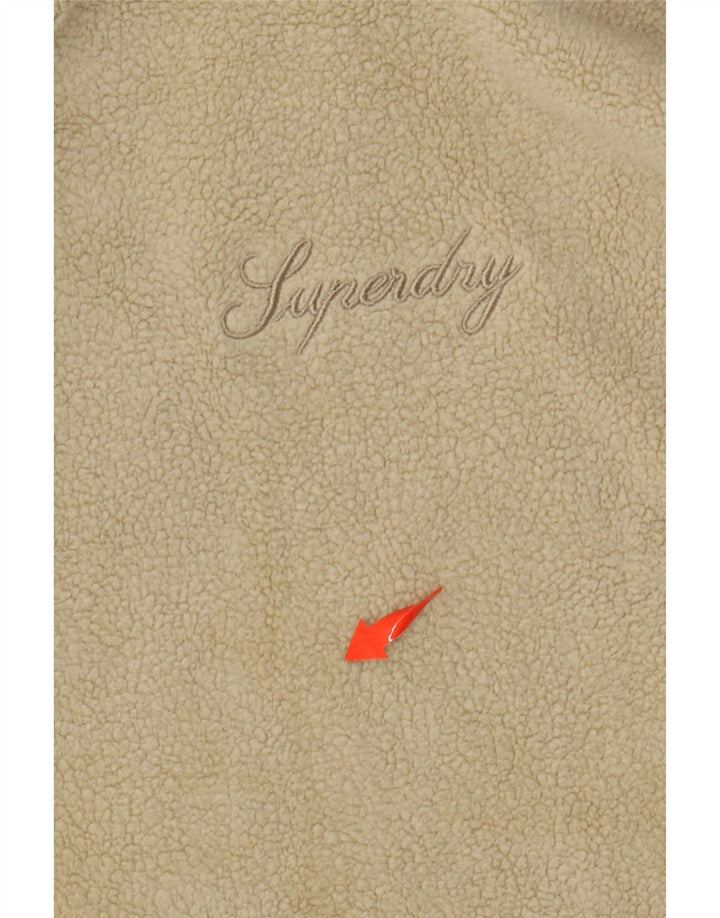 Maglione in pile con cappuccio oversize da donna SUPERDRY UK 6 XS Poliestere beige
