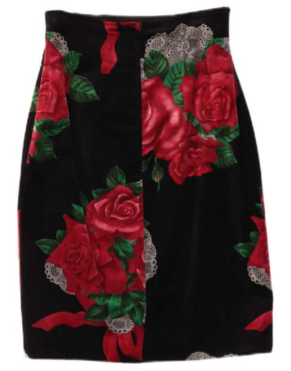 Gonna a tubino da donna Sportmax UK 10 piccola W26 cotone floreale nero