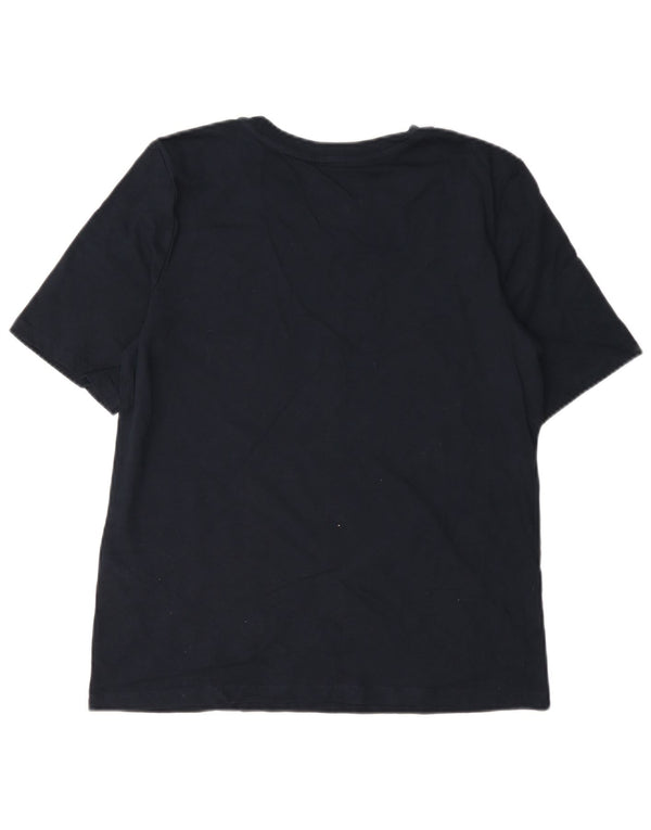 T-shirt grafica da donna Tommy Hilfiger Top UK 10 Small Blu Navy Cotone