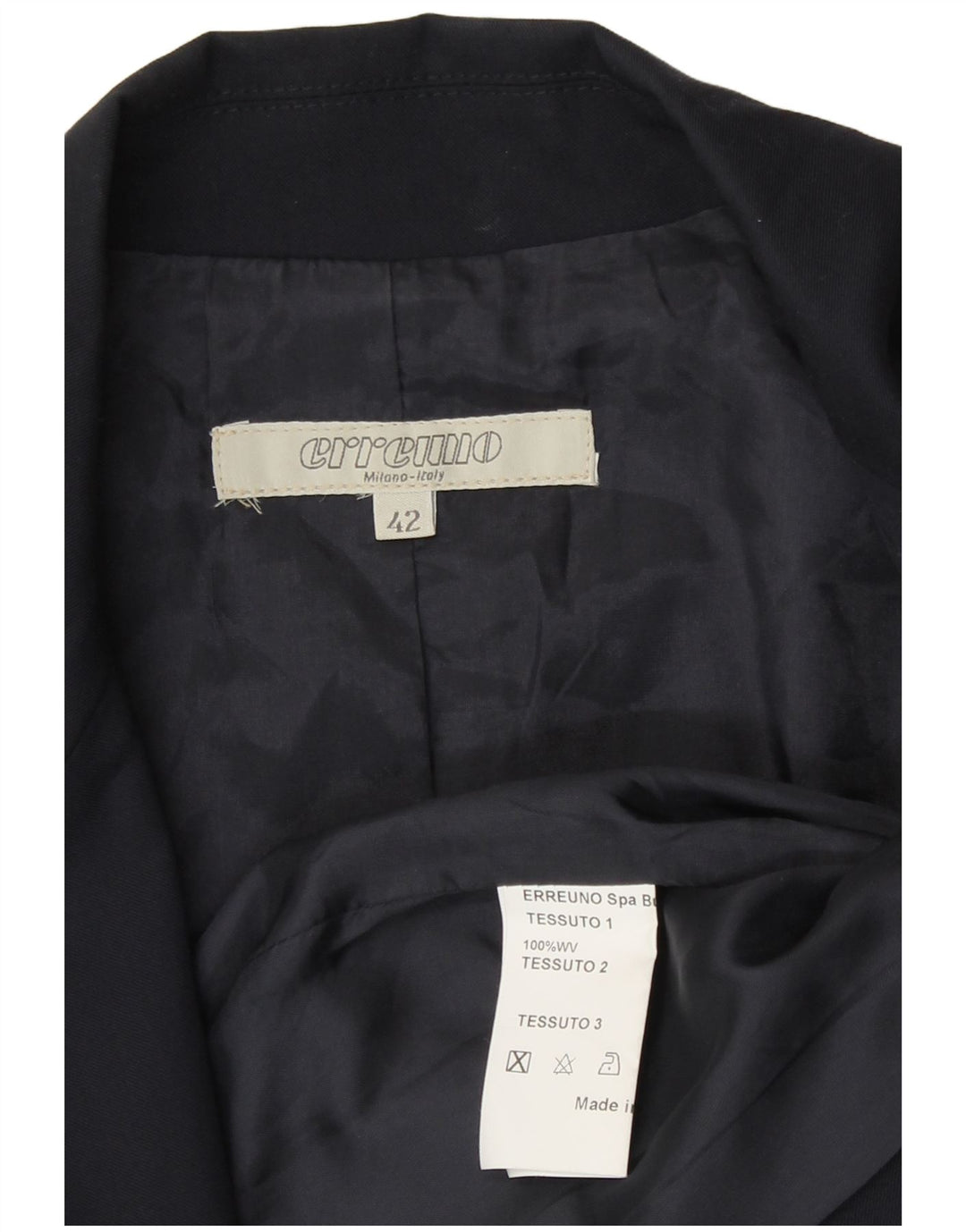 Giacca blazer corta da donna vintage IT 42 media lana blu navy