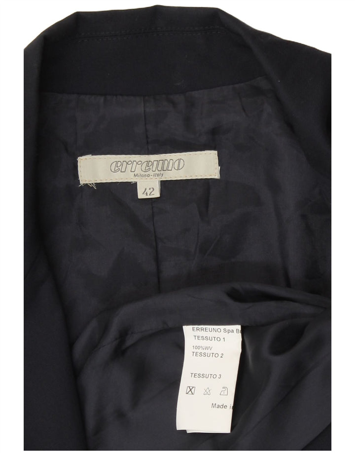 Giacca blazer corta da donna vintage IT 42 media lana blu navy