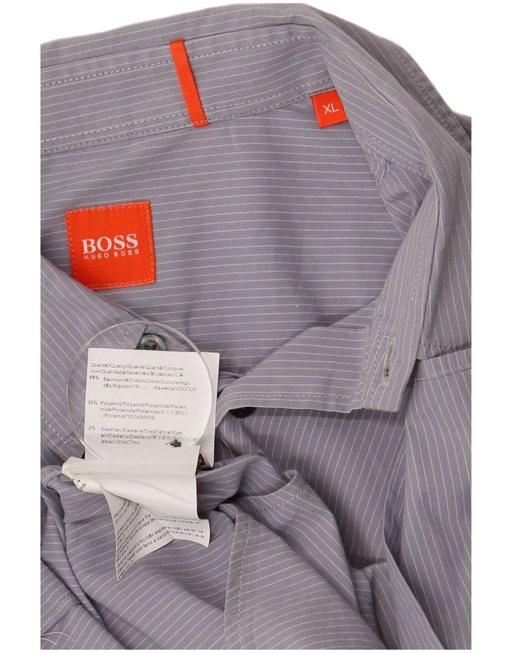 Camicia da uomo HUGO BOSS XL in cotone gessato blu