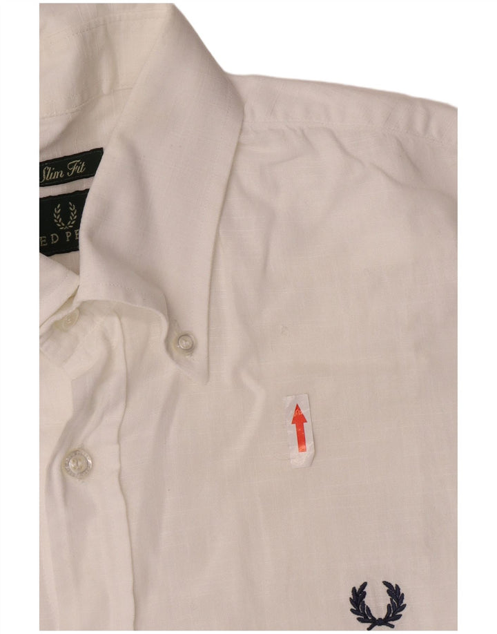 Camicia slim fit da uomo Fred Perry, taglia grande, in cotone bianco