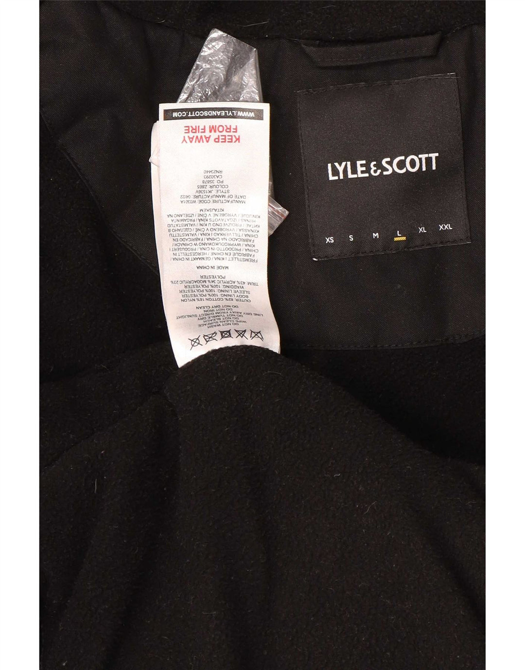 Giacca parka con cappuccio da uomo Lyle & Scott UK 40 grande cotone nero