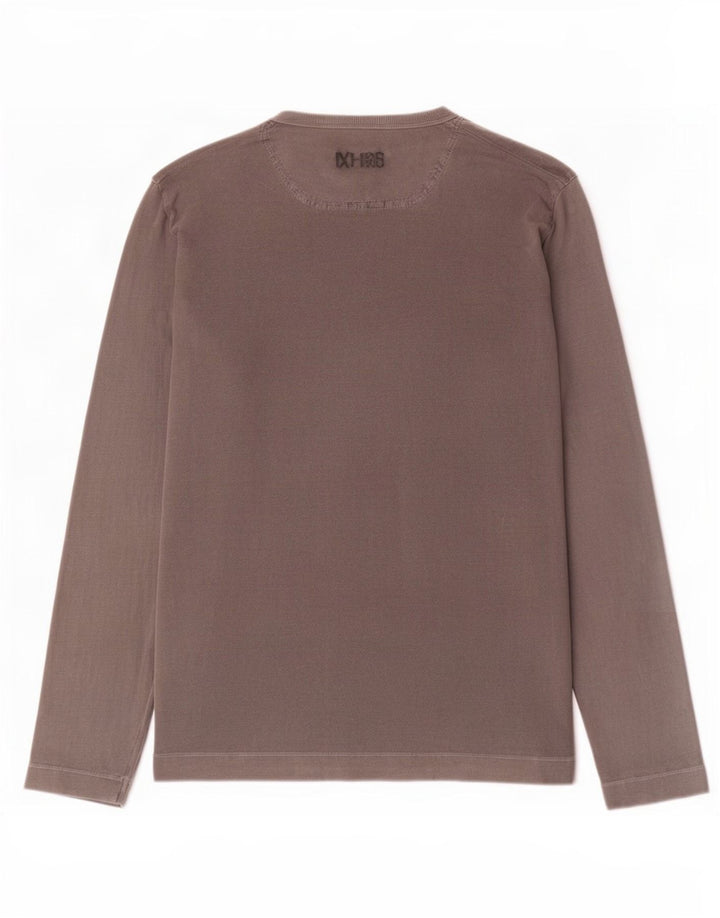 Diesel Top grafico da uomo a maniche lunghe in cotone grigio grande