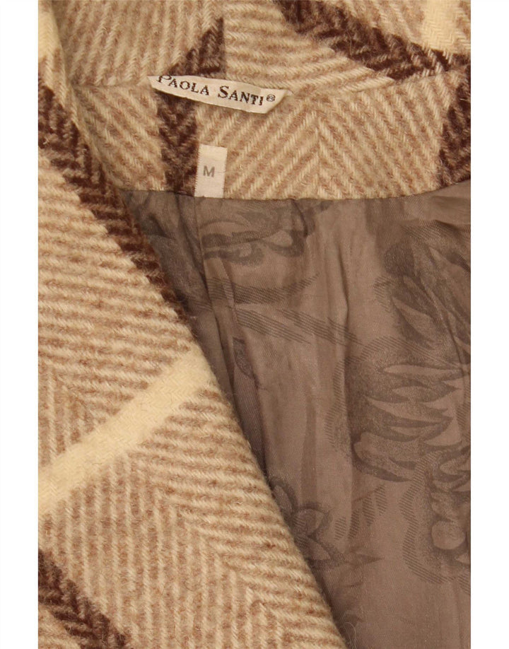 Soprabito oversize da donna vintage UK 14 lana a quadri beige medio
