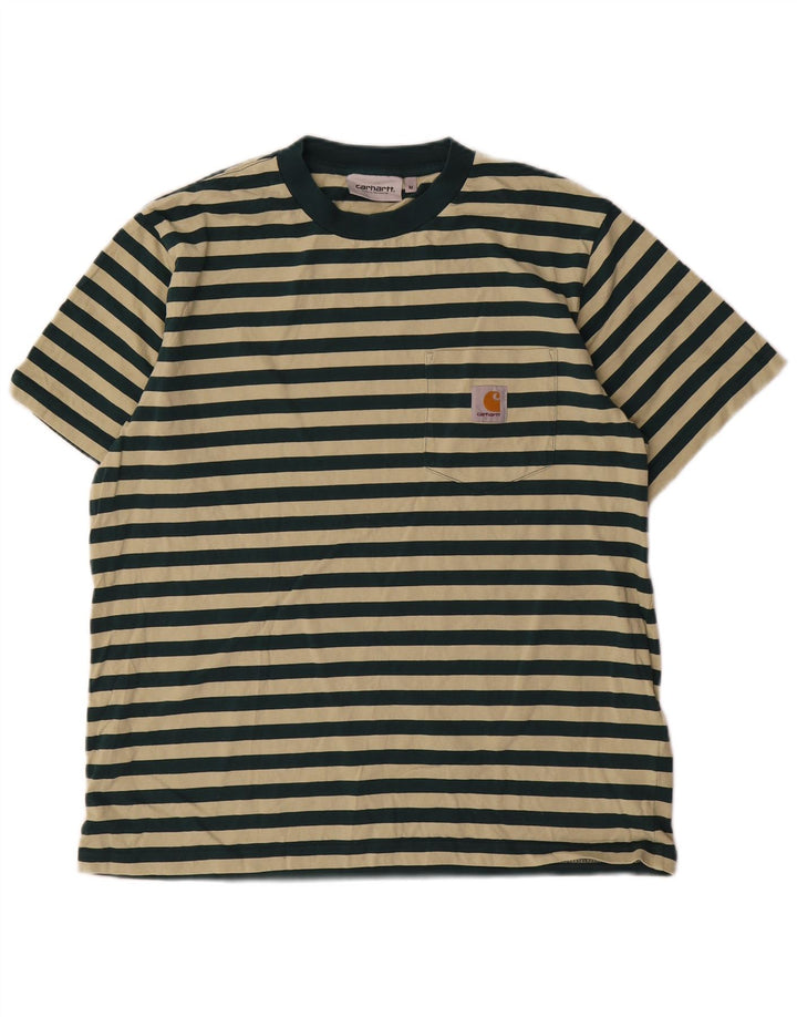 T-shirt da uomo Carhartt Top in cotone a righe verde medio