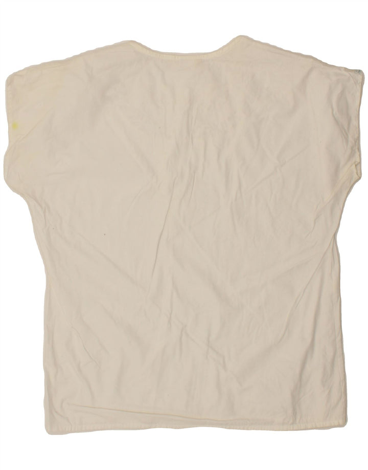 VINTAGE Womens Blouse Top IT 44 Medium White Floral Vintage Vintage and Second-Hand Vintage from Messina Hembry 