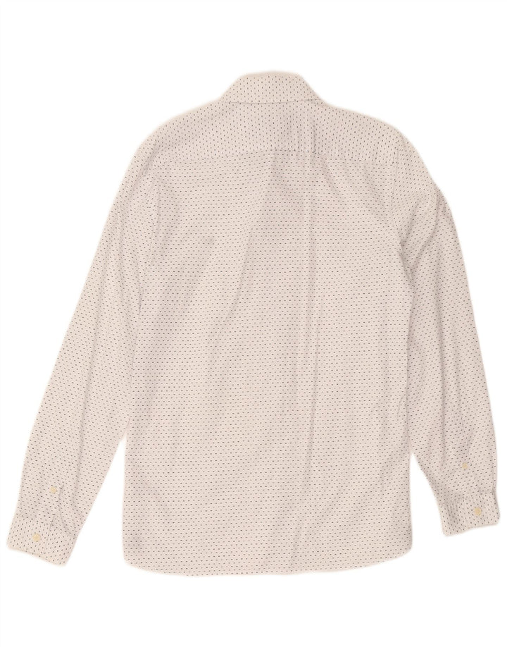 Camicia da uomo slim fit Lacoste taglia 39 cotone maculato bianco medio