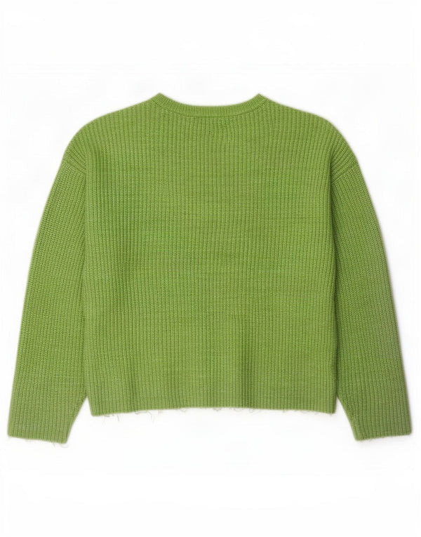 Maglione maglione girocollo da donna Marks & Spencer UK 16 grande poliestere verde