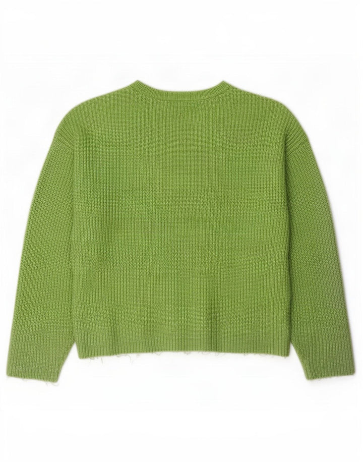 Maglione maglione girocollo da donna Marks & Spencer UK 16 grande poliestere verde
