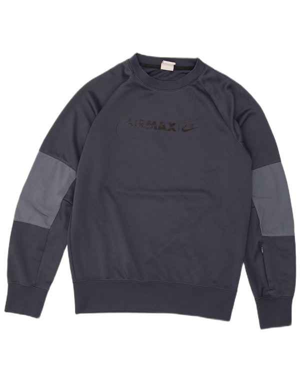 Felpa con grafica Nike da uomo, piccola, in poliestere color block blu navy