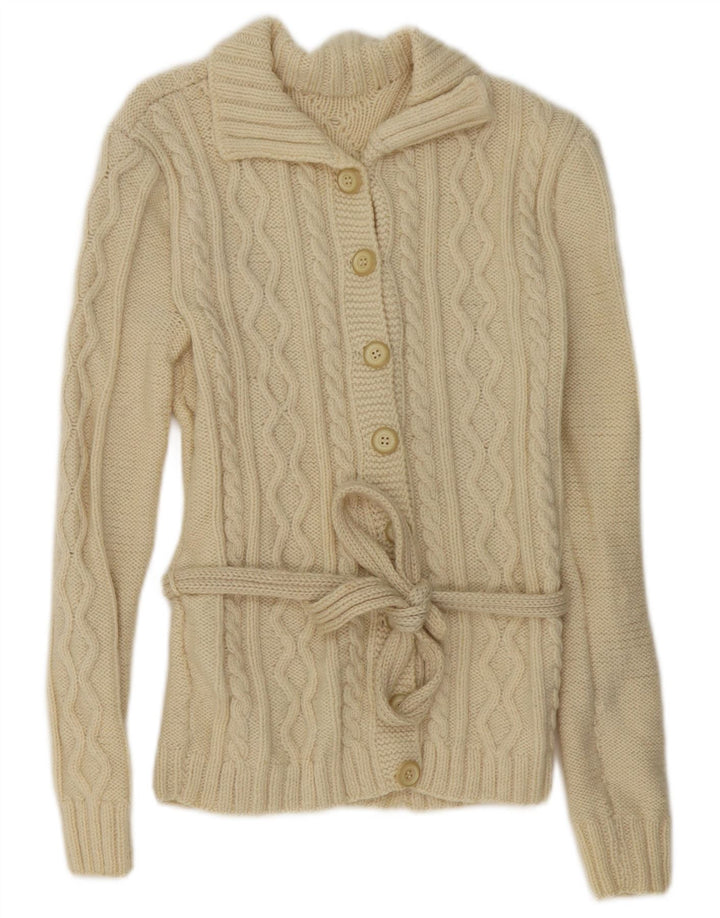 Maglione cardigan da donna vintage UK 14 Beige medio