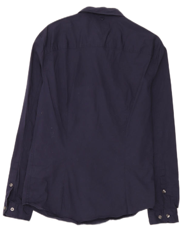 Tommy Hilfiger Mens Slim Shirt Medium Navy Blue Cotton
