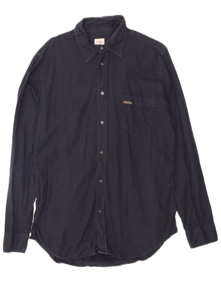 CALVIN KLEIN JEANS Camicia da uomo grande in cotone blu navy
