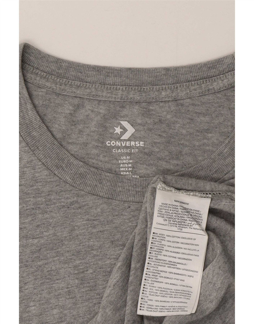 T-shirt da donna Converse Top UK 12 cotone grigio medio
