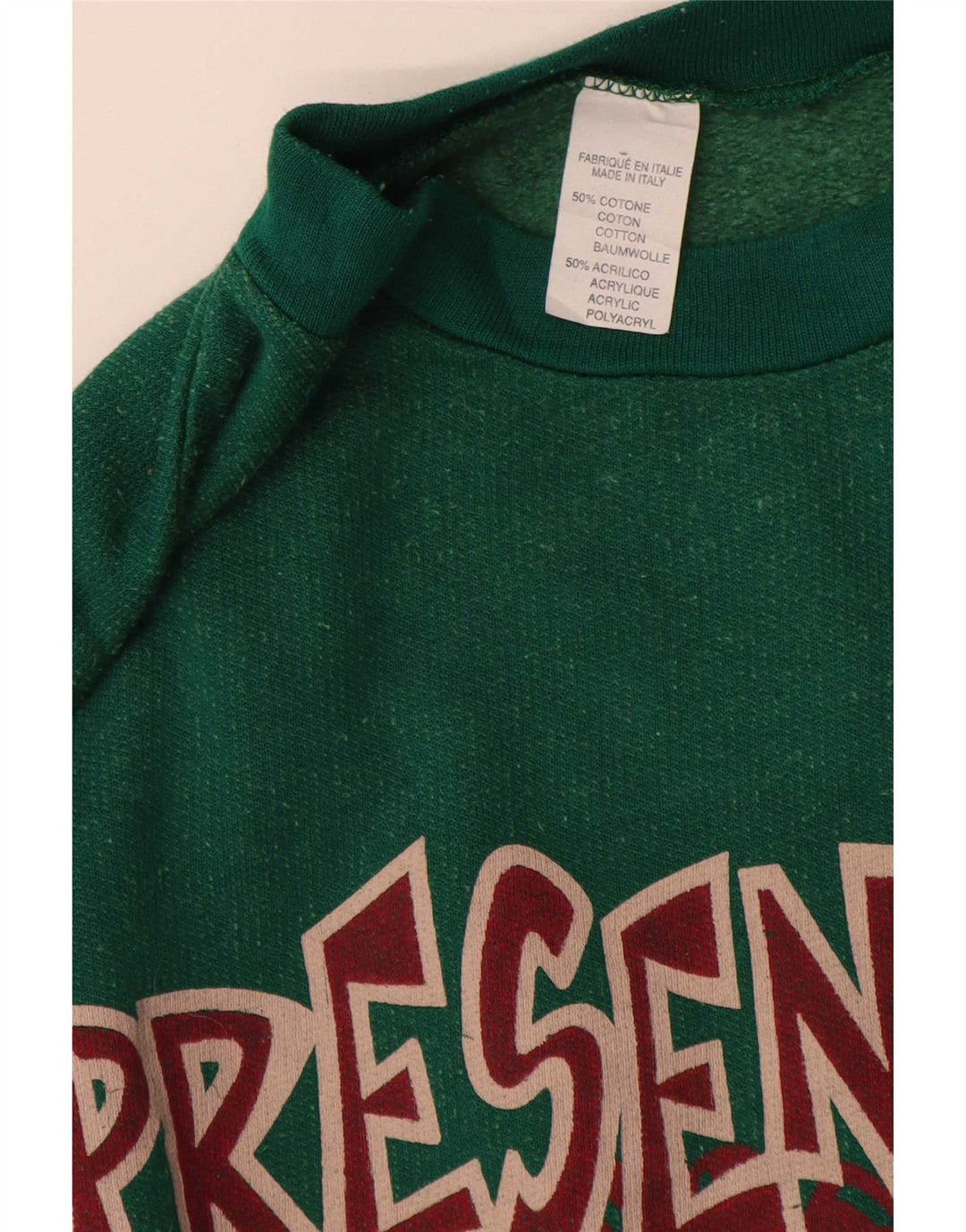 Felpa grafica da uomo vintage maglione XL cotone verde