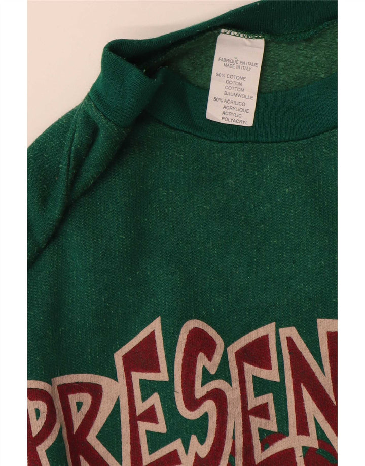 Felpa grafica da uomo vintage maglione XL cotone verde