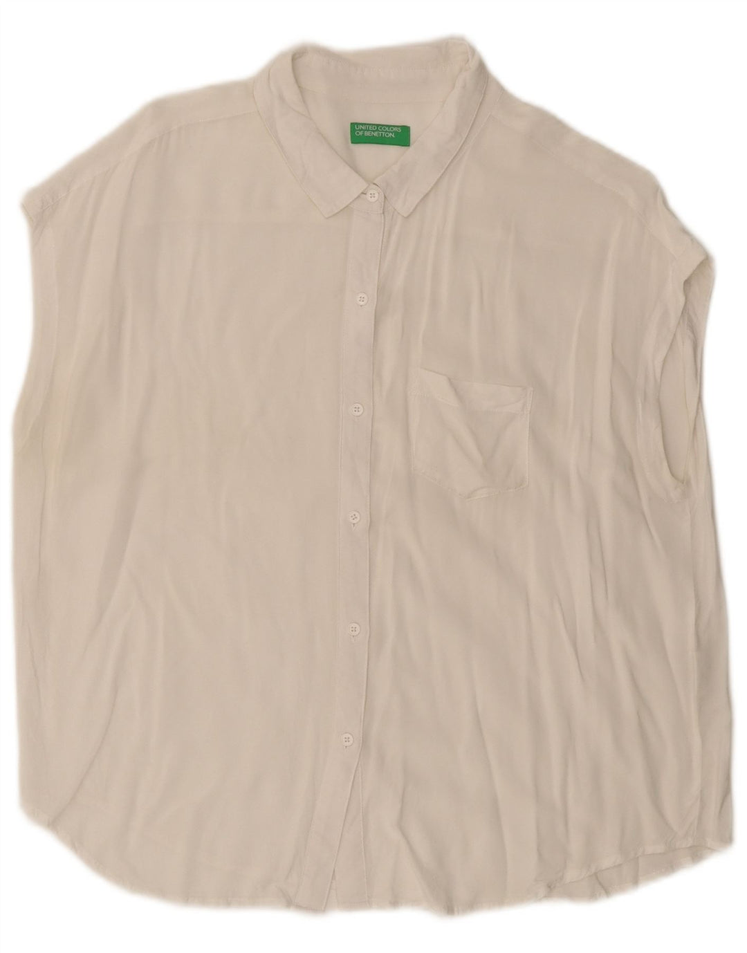 Camicia senza maniche da donna BENETTON UK 16 Large bianca in viscosa