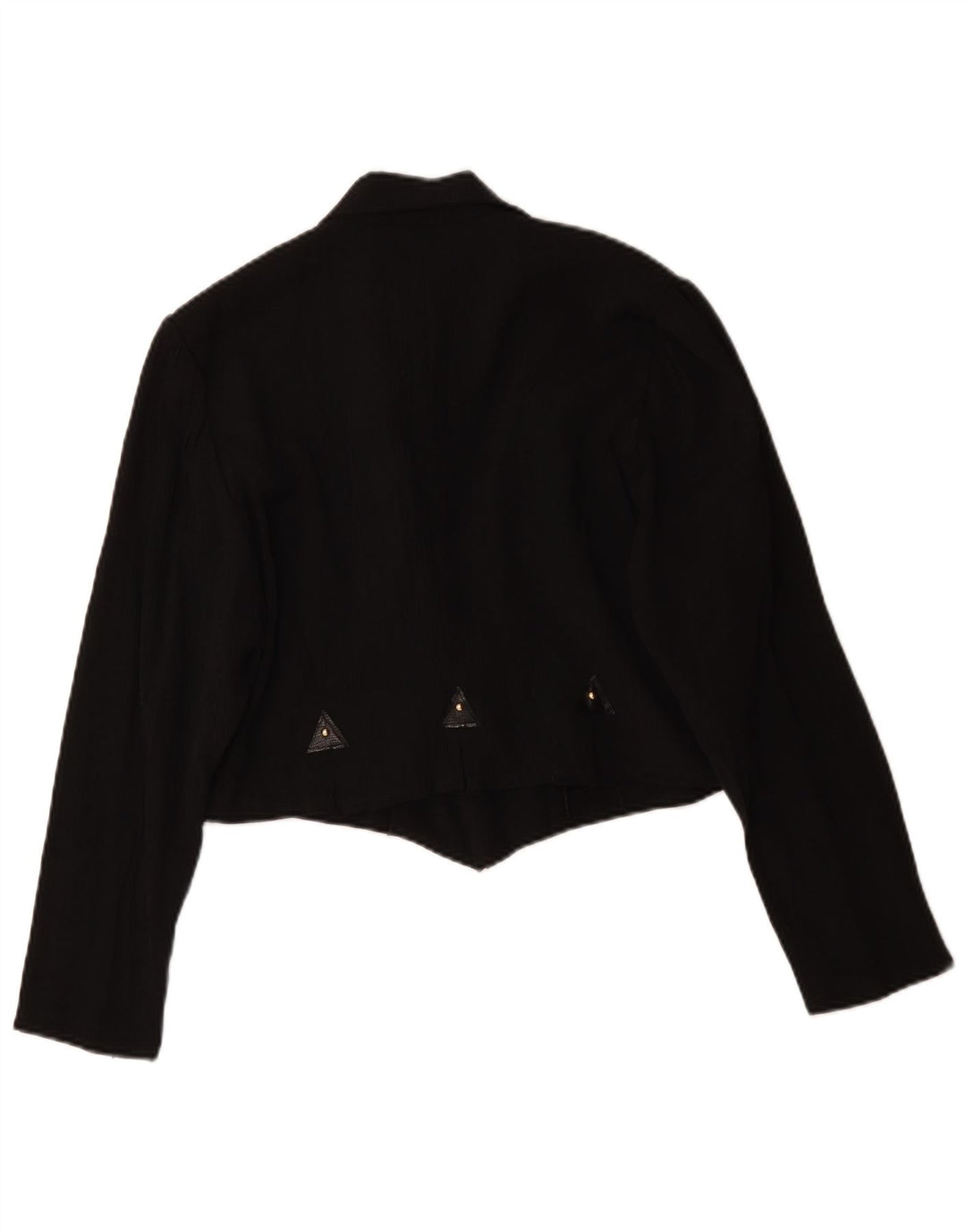 Giacca blazer doppiopetto vintage da donna corta UK 16 grande nera