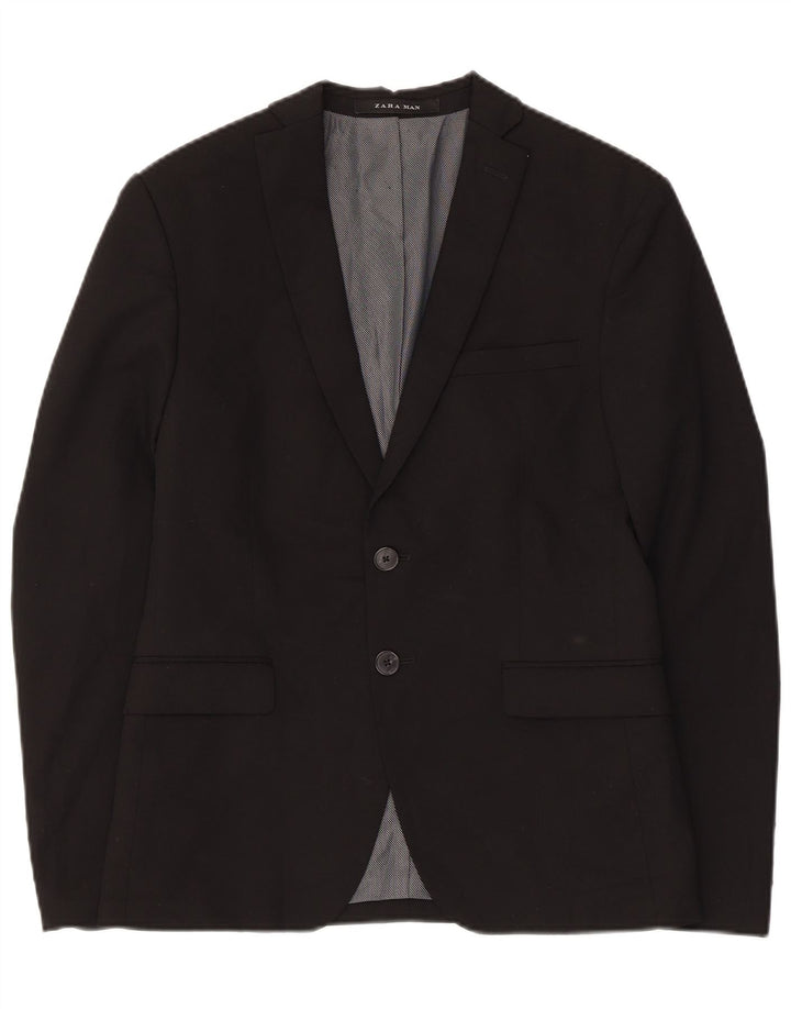 ZARA Giacca Blazer a 2 Bottoni da Uomo UK 34 XS Viscosa Nera