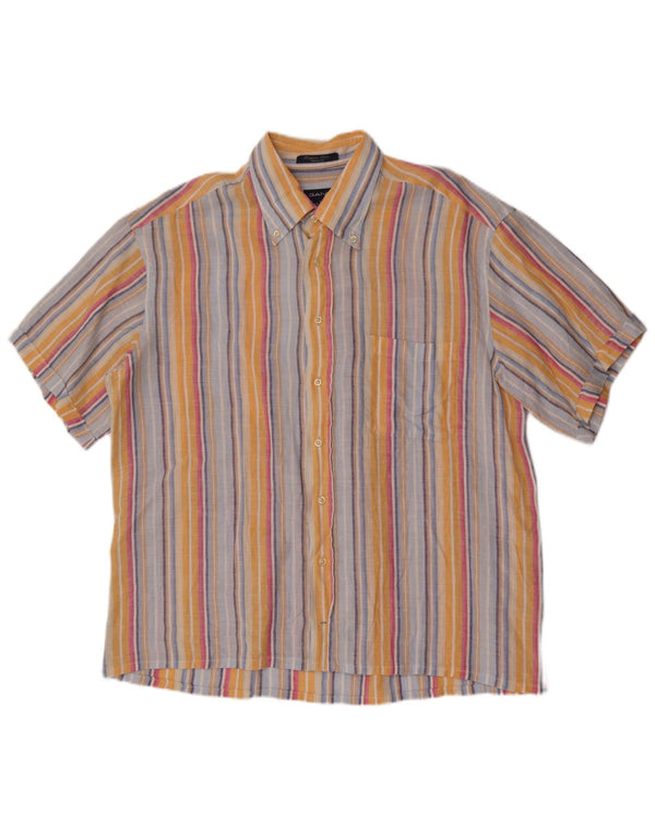 Gant Camicia a maniche corte da uomo XL Lino a righe multicolore