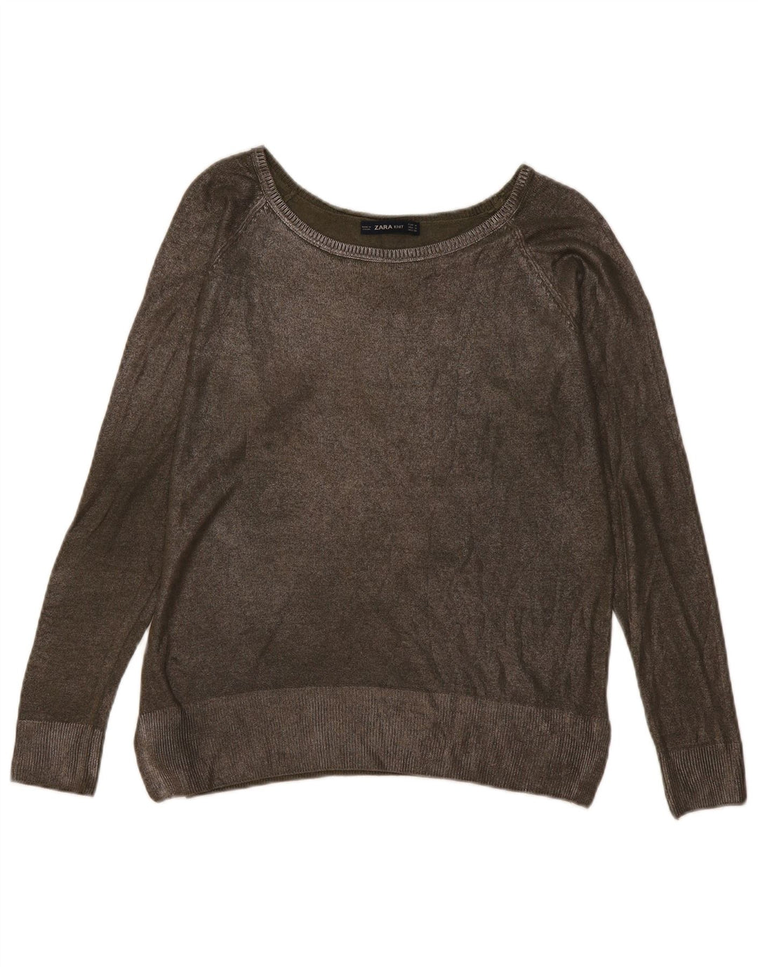 Maglione maglione con scollo a barca da donna Zara UK 14 medio cachi