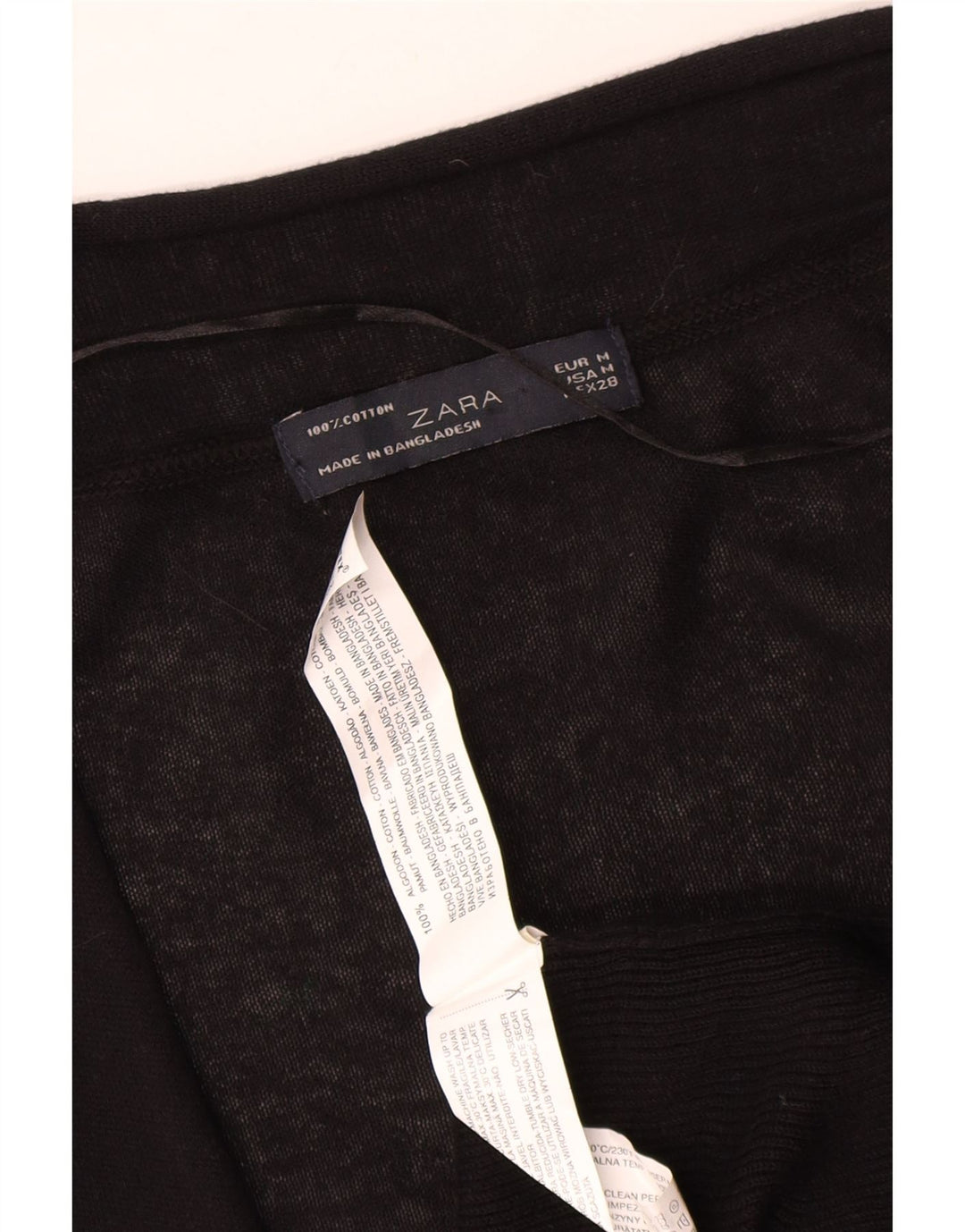 Maglione cardigan aperto lungo da donna Zara UK 12 cotone nero medio
